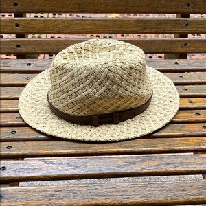 RedHead Straw Hat with Dark Brown Leather Band